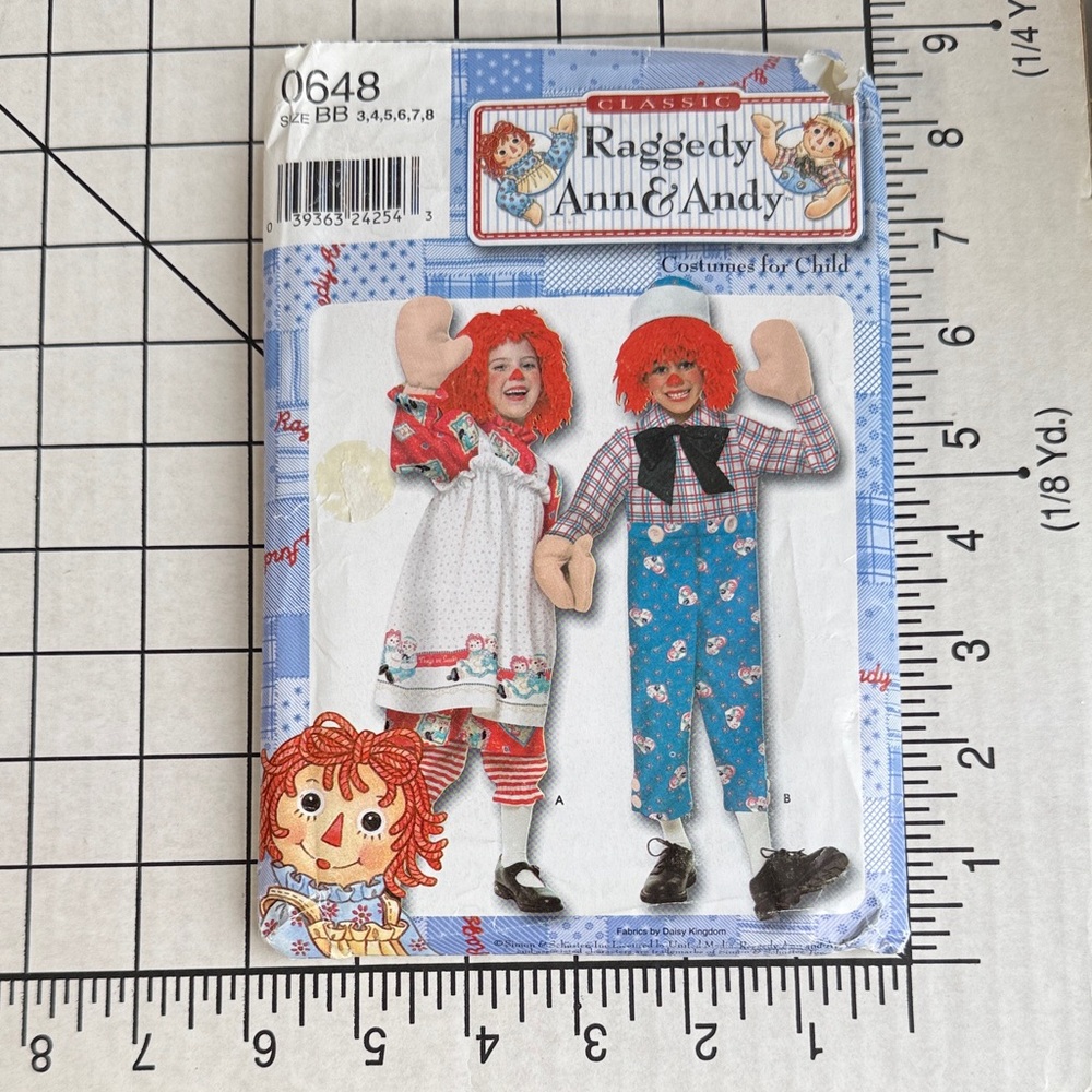 Simplicity 0648 Raggedy Ann & Andy Costume Pattern – Child Size BB – Unused